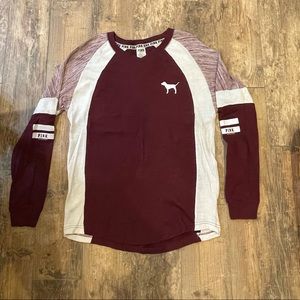 VS PINK varsity crew v neck top